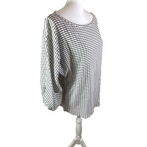 NWT Max Studio Black White Check Long Sleeve Blouse Sz L